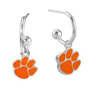New Clemson Tigers Women's Emma Earrings, Silver Post, Fish Hook, NCAA